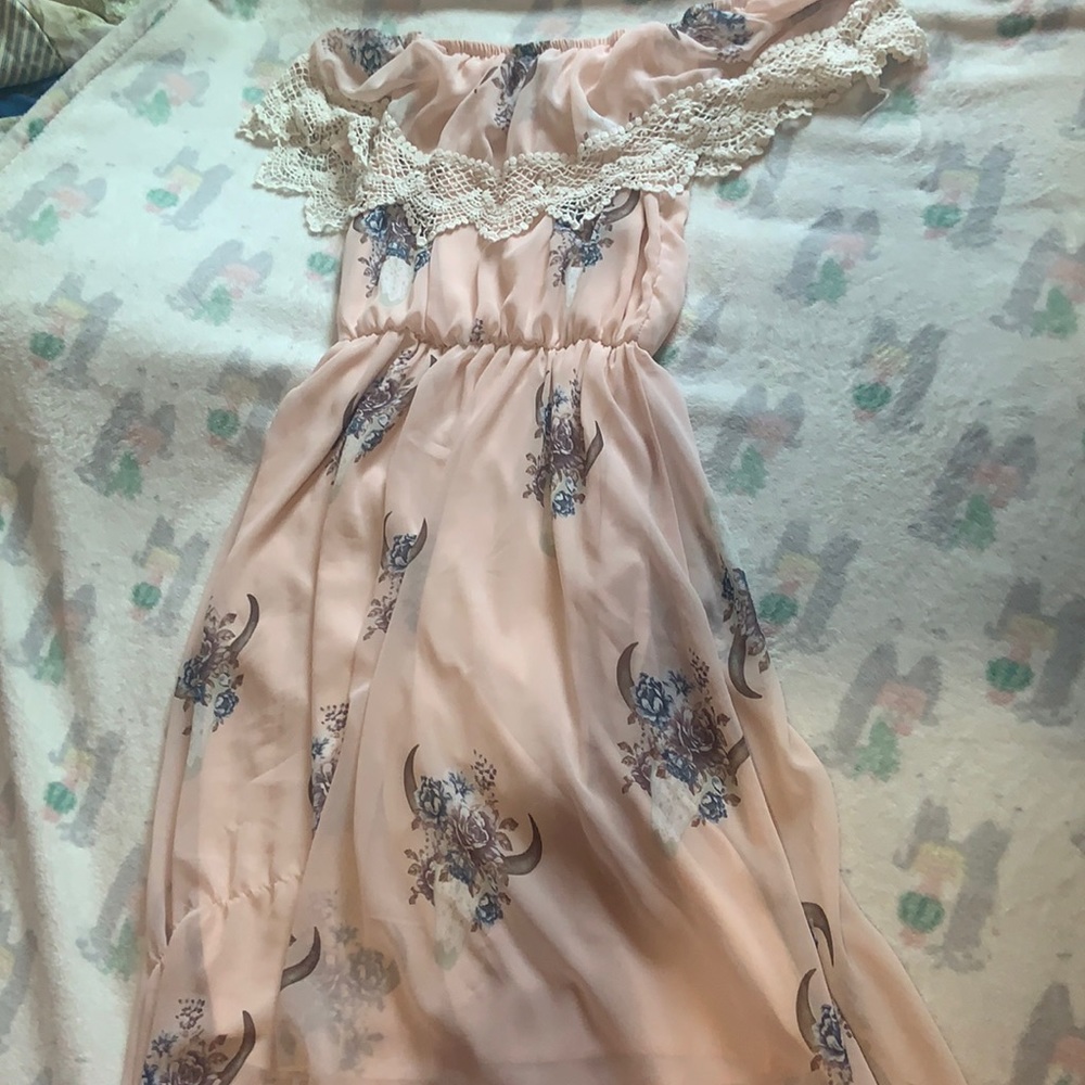 Pink off the shoulder dress